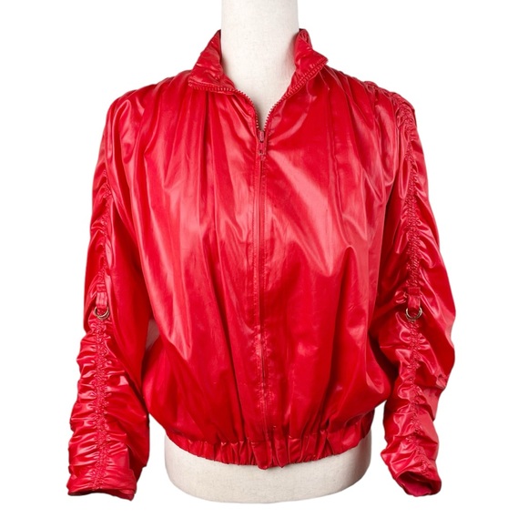 Antonio Ruspoli Vintage 80s Women's Tracksuit Bright Red Ruched Jacket Joggers - Picture 2 of 16